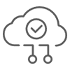 black outline icon of cloud with check mark inside