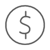 black outline circle icon with dollar sign inside