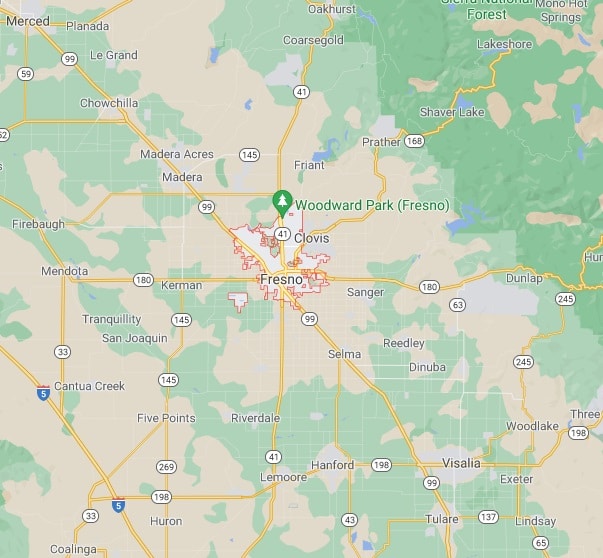 map of Fresno CA