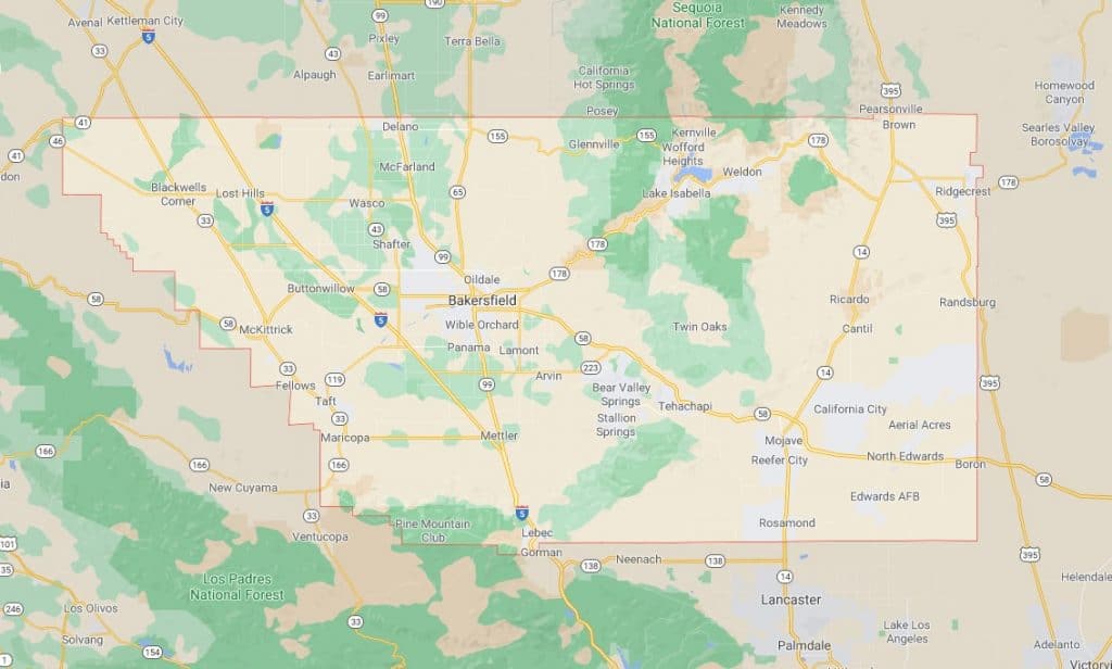 map of Kern County CA